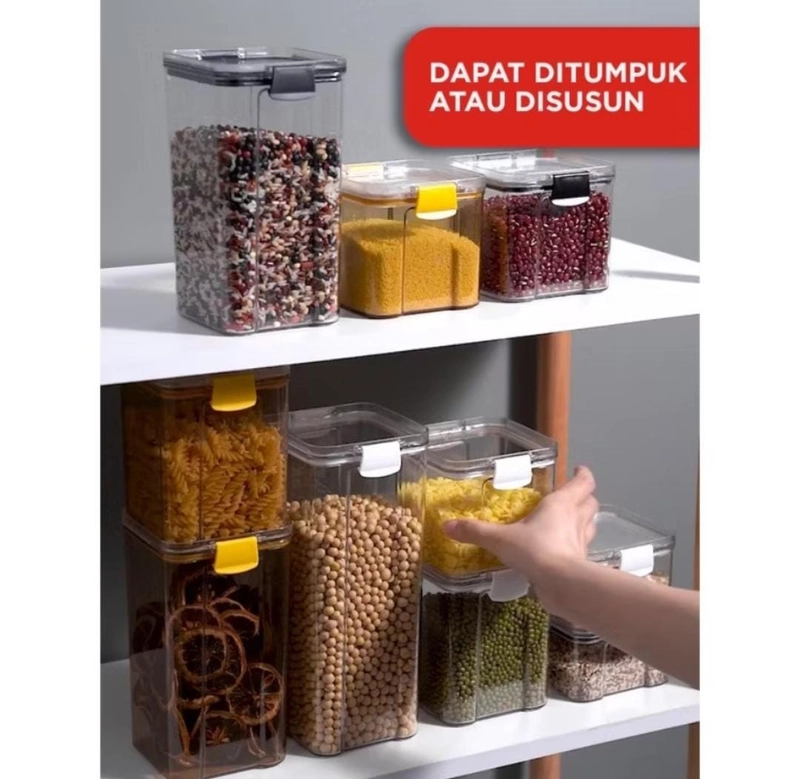 Product image Rizki Electronics - Toples Snack Kedap Udara Bening Kontainer Makanan 460 ml (S) plastik