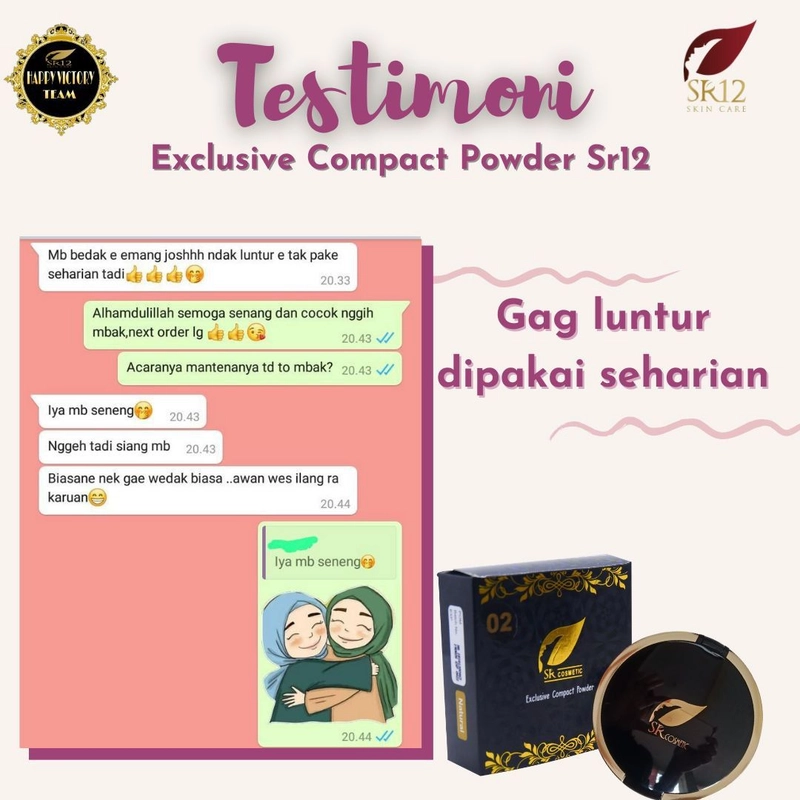 Product image SR12 Herbal Skincare - Exclusive Compact Powder Natural dan Sheer Pink Bedak Padat Long Lasting Full Coverage 14gr Sheer Pink