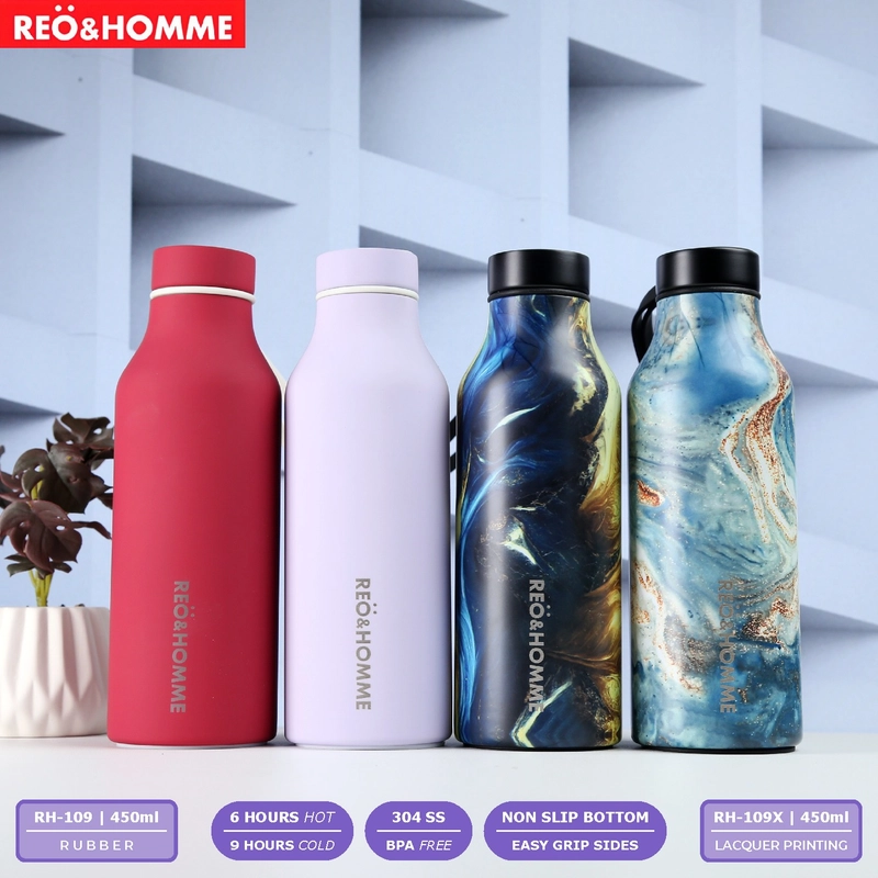 Product image Reo&Homme Premium RH-109 Tumbler 450 ML Tahan Panas & Dingin Leakproof Model Lacquer Printing 3D 450 RH-109 Red Doff