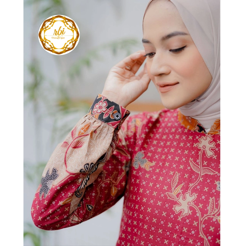 Product image Rambe Batik Indonesia - Couple Tunik Laksha Merah Modern dan Exclusive Kemeja Saja Size M Laksha Merah