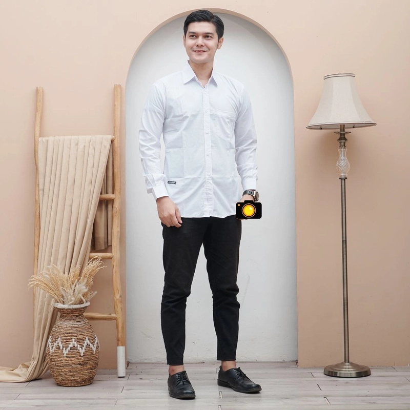Product image Kois Batik - Kemeja pria dewasa polos terbaru simpel elegen motif polos M Polos putih