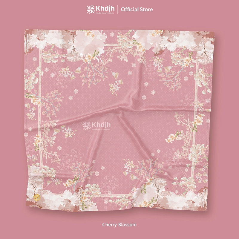 Product image KhadijahLabel - Hijab Segi Empat Printing Hijab Voal Scarf Premium Hijab Terbaru Motif Serenity 115x115 cm Cherry Blossom