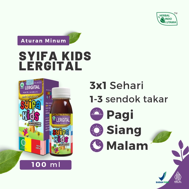 Product image Herbal Indo Utama - Madu Anak Syifa Kids LERGITAL Membantu Meredakan Kulit Gatal Pada Anak 100 ml 1 Botol 100 ML Madu Anak\