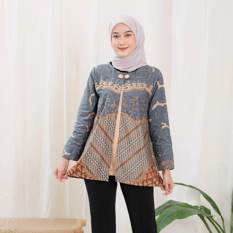 Product image Kois Batik - Atasan Batik Wanita Blouse Motif meylika Kekinian M meylika blue