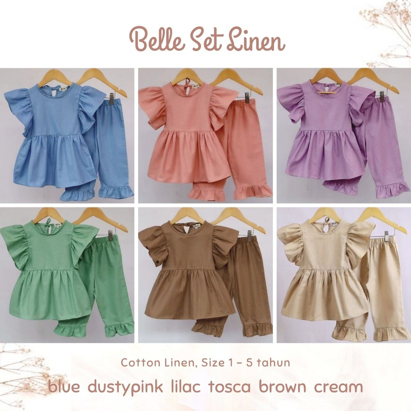 Product image Smilee - Belle Set Linen Setelan Anak Katun 2 Blue