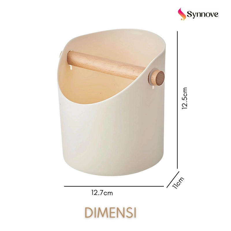 Product image Synnove - Tempat Kuas Makeup Pegangan Kayu Kotak Tempat Make Up Aesthetic Brush Holder Organizer Reguler Cream