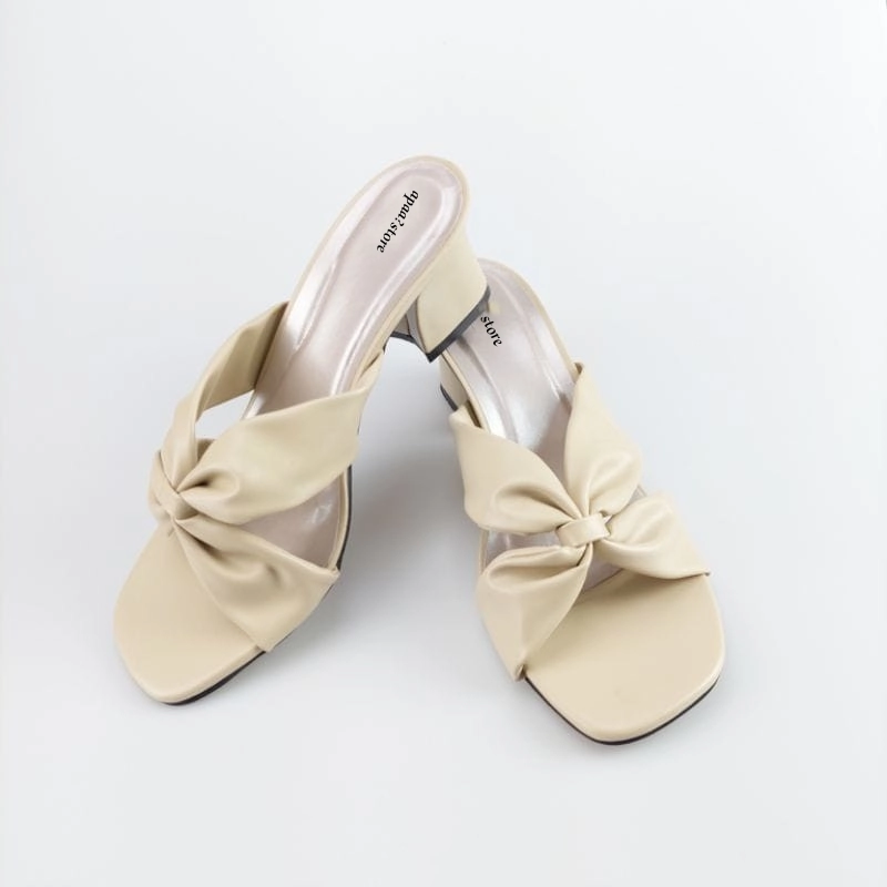Product image apaastore - Sandal Hak Tahu Series Heels Wanita 5cm AS-03 36 Cream [Krem]