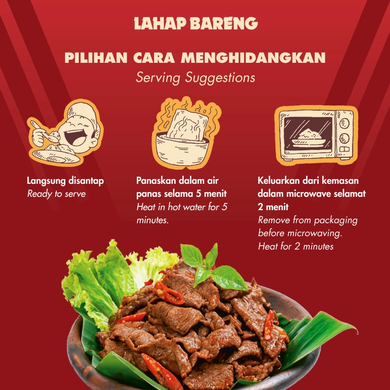 Product image Lahap Bareng - [NEW] Sapi Sambal Bakar 300gr - Lauk Praktis Siap Santap - Ready to Serve Real Foo 300 gr Sapi Sambal Bakar