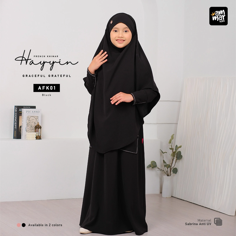 Product image Ammar Kids - Set Abaya & French Khimar HAYYIN Ammarkids L AFK01-GRATEFUL BLACK