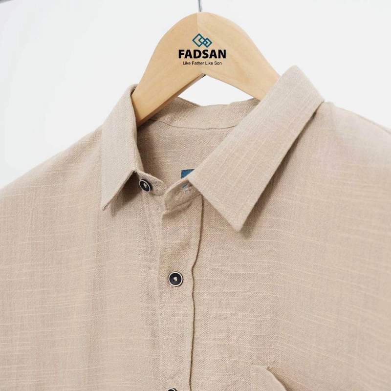 Product image FADSAN - Kemeja Gaya Casual Polos Couple Ayah Anak Warna Sand - Ryu Series SIZE ANAK XS RYU SAND