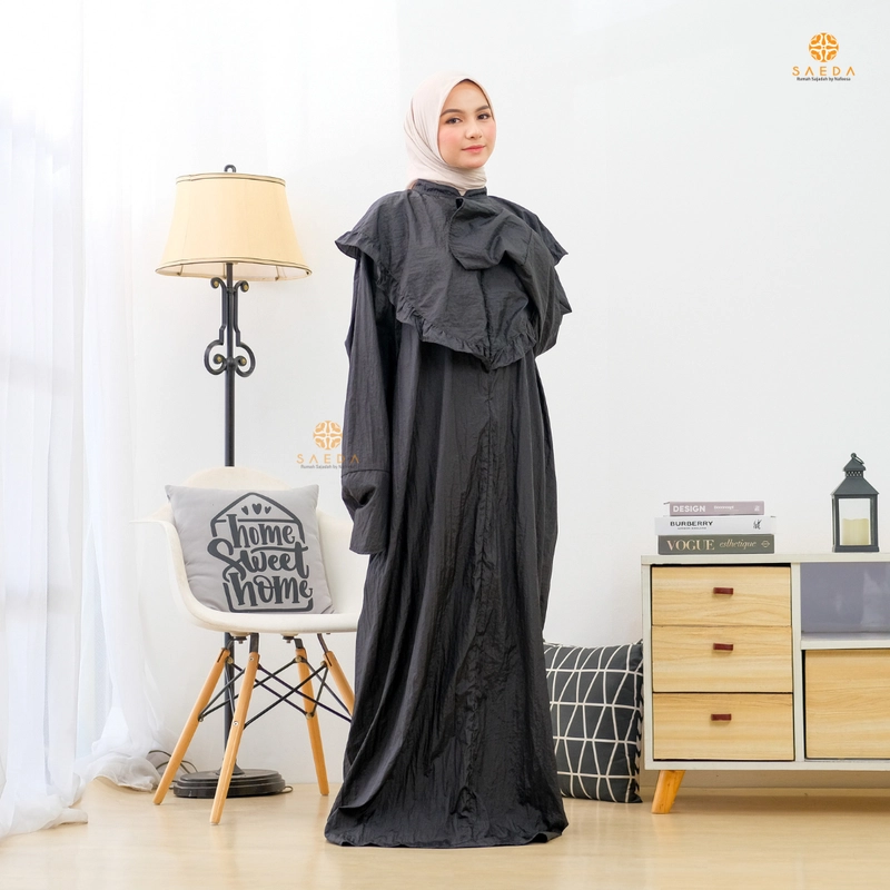 Product image Nafeesa Collection - Mukena Abaya Travel Rempel Depan L Hitam