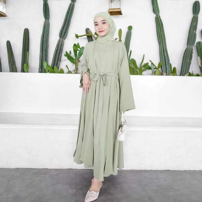 Product image Khisna collection - Set 2in1 abaya outer hawa acara agamis mantull cocok Allsize Sage