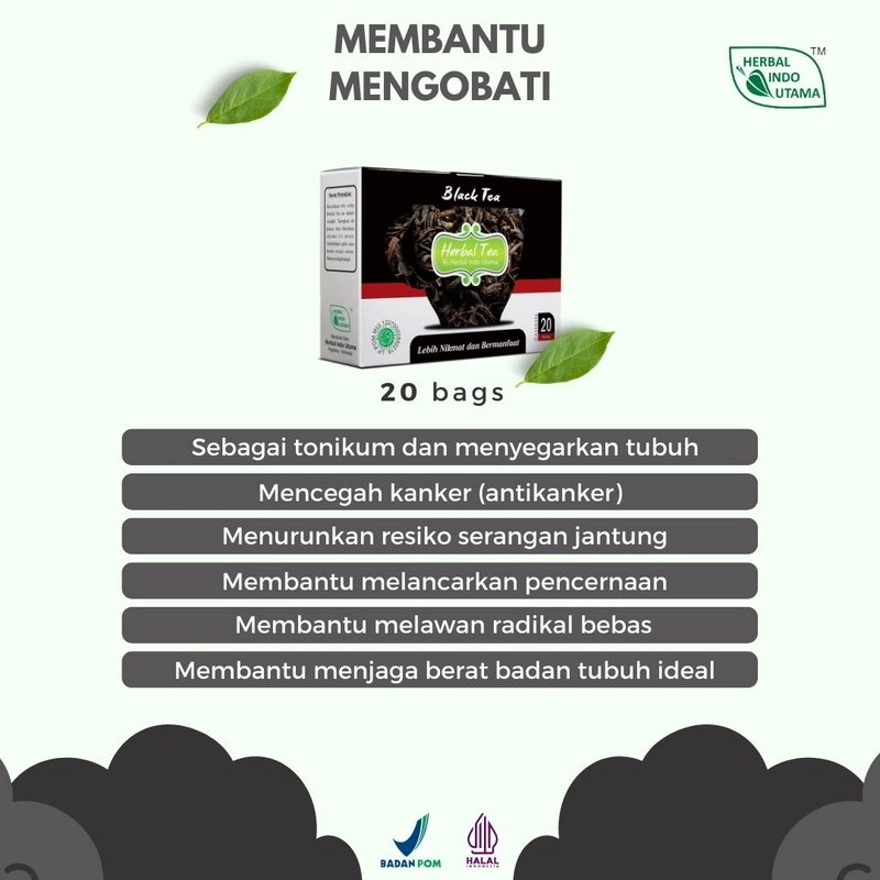 Product image Herbal Indo Utama - Black Tea Teh Celup Jaga Kesehatan Jantung 20 Kantung 20 Sachet Teh Herbal