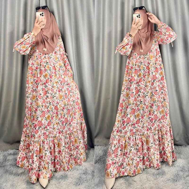 Product image Khisna collection - Set hijab bergo senja bawah rempell wanita kekinian Allsize Senja1