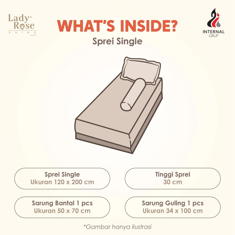 Product image LADY ROSE OFFICIAL - Lady Rose Prime Sprei Nura 120x200x30 Single 120