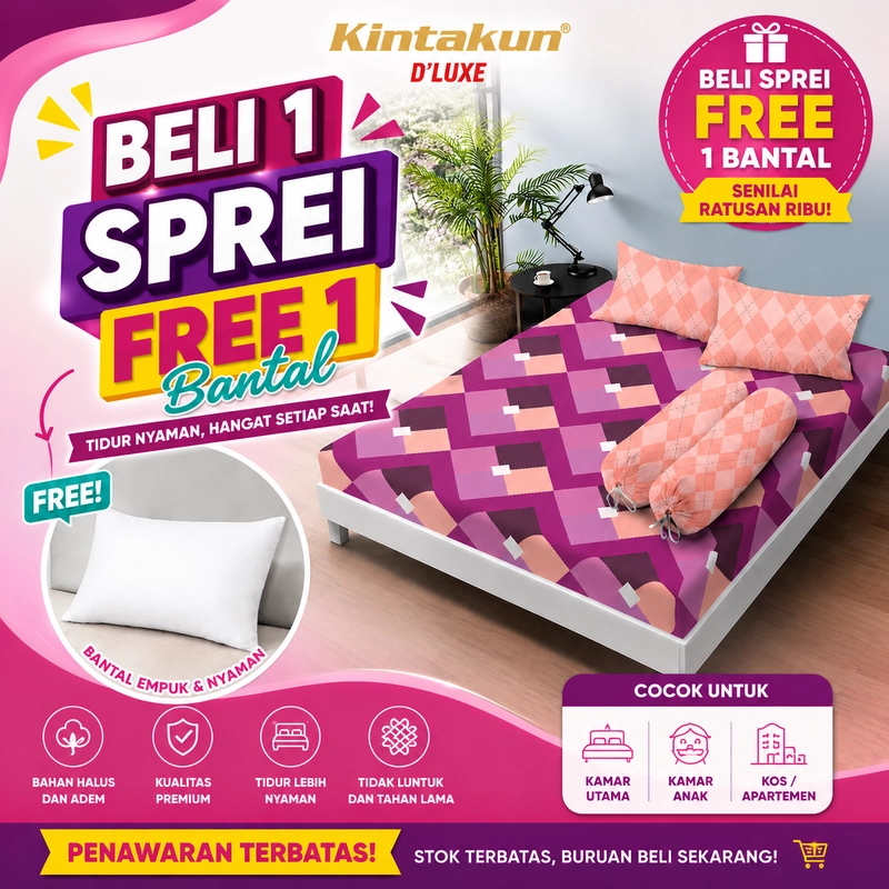 Product image Kintakun - [BUNDLING] - Kintakun Sprei Set Lite 160 x 200 Tinggi 20 Free Bantal Lite Aesthetic Multivarian Guli 160 x 200 Lizzy