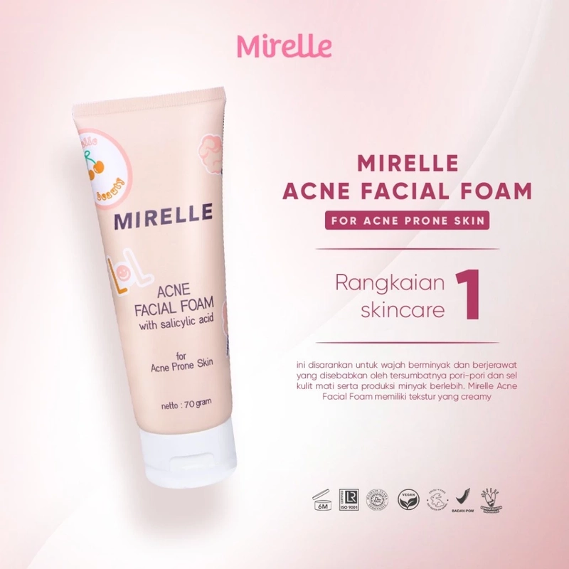 Product image Mirelle - Acne Facial Foam Sabun Cuci Muka 70g Face Wash Atasi Jerawat dan Kontrol Minyak Berlebih 70gr Serum
