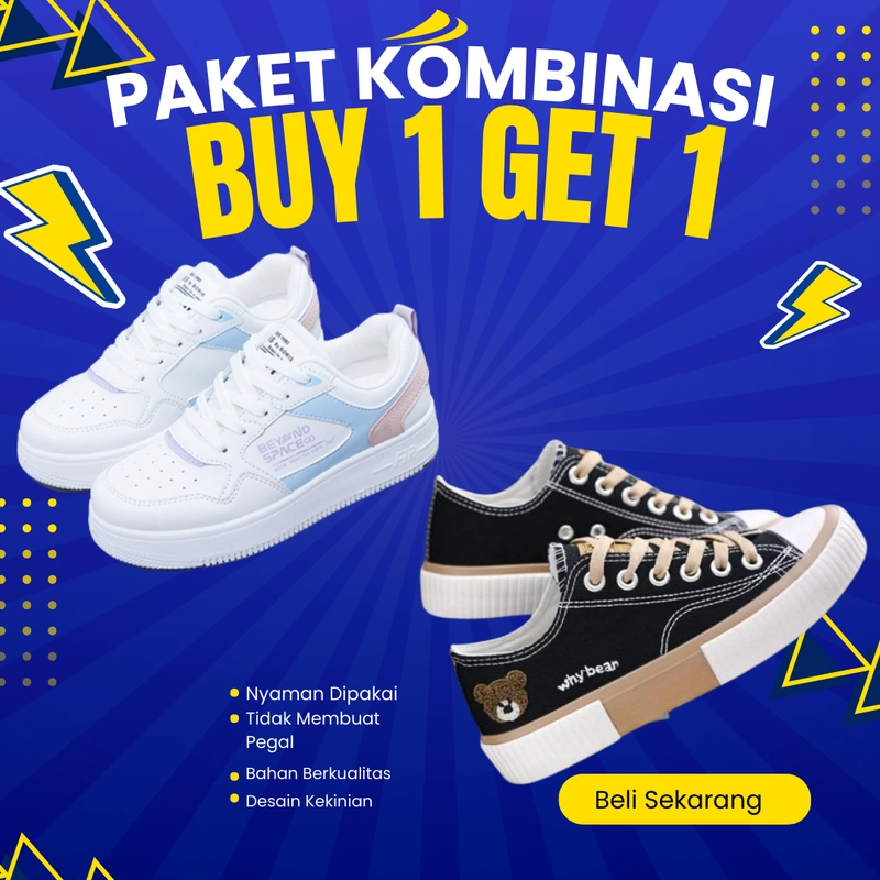 Product image Koekita - Paket Kombinasi Buy 1 Get 1 Sepatu Kets Sneakers Wanita Beyound Space & WB-02 36 TOSCA & HITAM