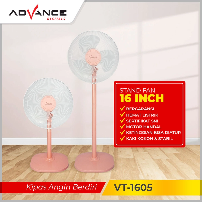 Product image Advance Digitals Indonesia - Kipas Angin Berdiri Advance Stand Fan VT1605 Votre 16 inch 16 inch Pink