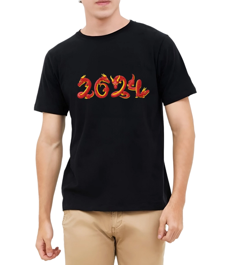 Product image astro - Kaos Pria Gambar 3Dimensi Naga Kecil 2024 M HITAM