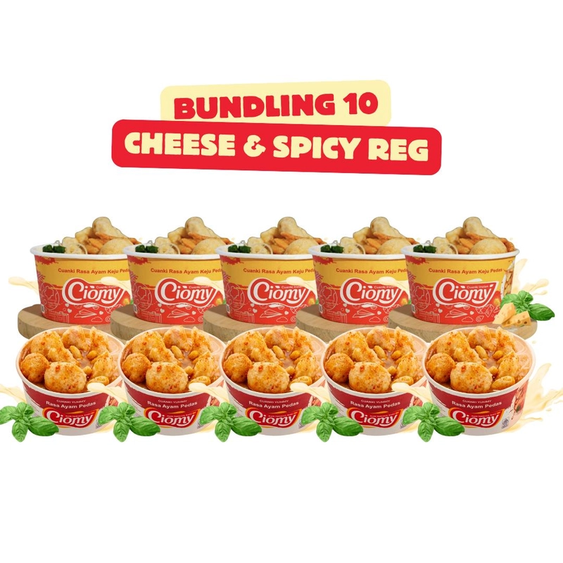 Product image Makanan RIngan Paket Bundling 10 Mix Cheese & Spicy Reguler Cup (5 Cheese & 5 Spicy)