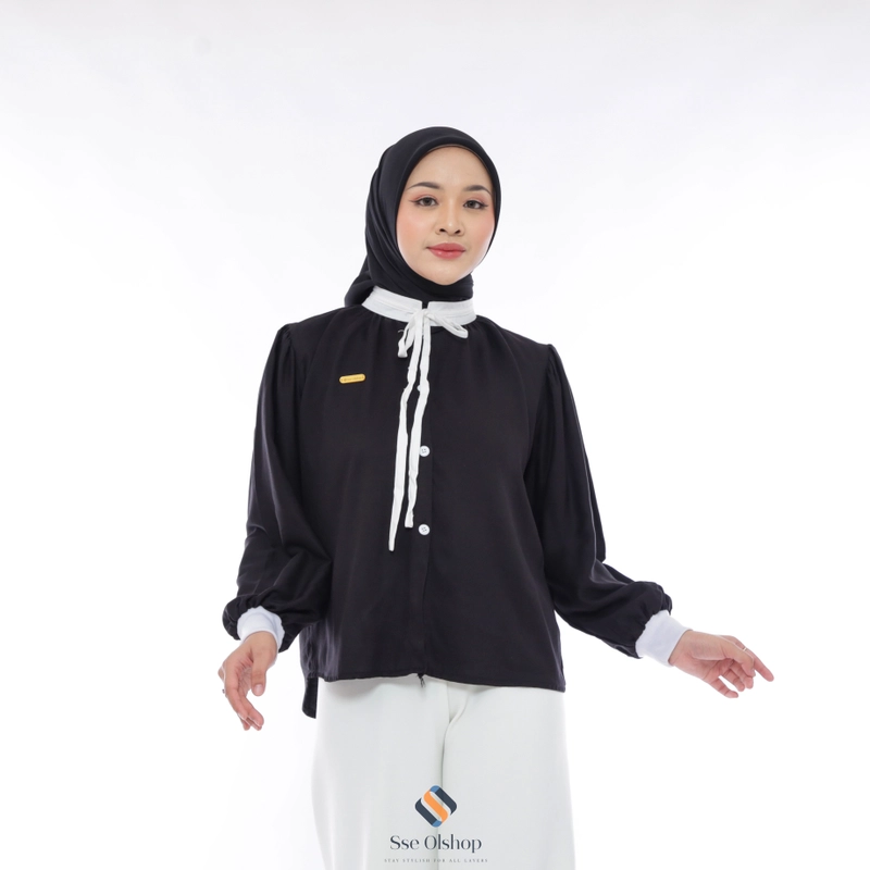 Product image Sseolshop - Aria atasan casual basic rayon twill L XL XXL / baju atasan wanita terbaru L Hitam