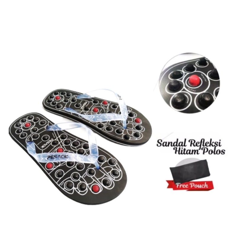 Product image Raqilla - Sandal Jepit Rematik Hitam Sendal Refleksi Jepit Karet Selipar Raqilla 36 Hitam