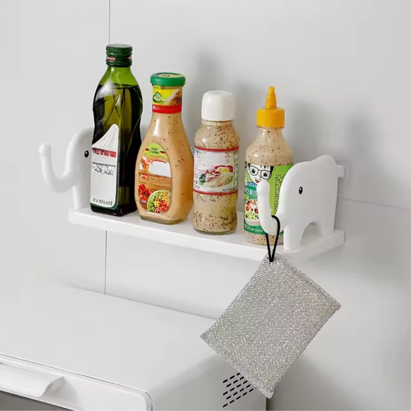 Product image KAHASIL - Rak Dinding Tempel Kamar Mandi Dapur Tanpa Paku Serbaguna Motif Gajah KMJ255 KMJ255 PUTIH