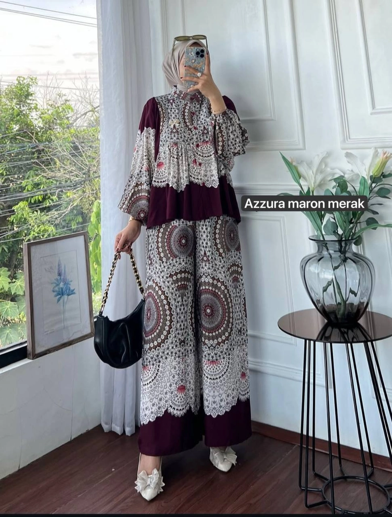 Product image Khisna collection - Oneset viral azzura kekinian model terbaru kerenn Allsize Azura merak marun