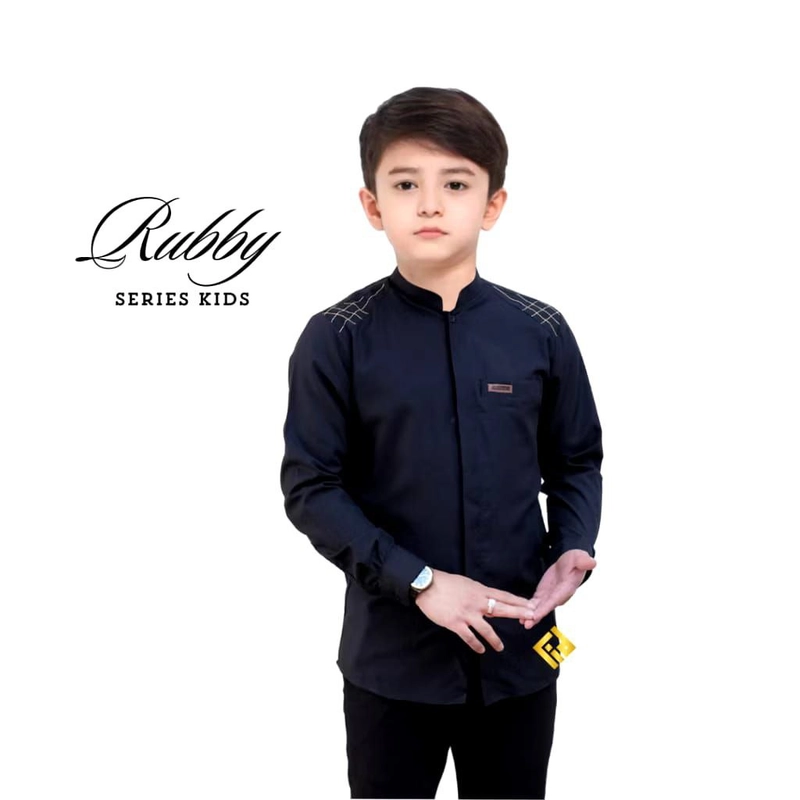 Product image Kois Batik - Baju Koko anak tanggung lengan panjang terbaru motif rubby No 16 Hitam