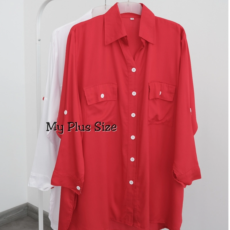 Product image My Plus Size - Kemeja Wanita Jumbo MERAH PUTIH edisi 17 Agustus 3808/Ld 125 cm/135 cm & 150 cm 2XL RED