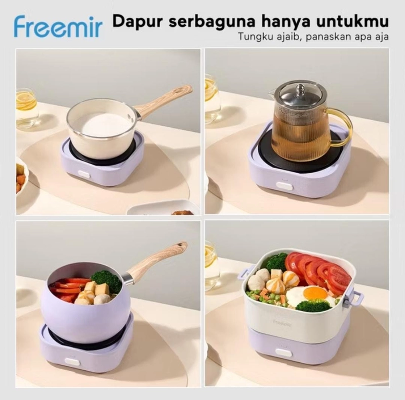 Product image Rizki Electronics - freemir Electric Portable Cooker Lunch Box Serbaguna 2,5 Liter Ungu