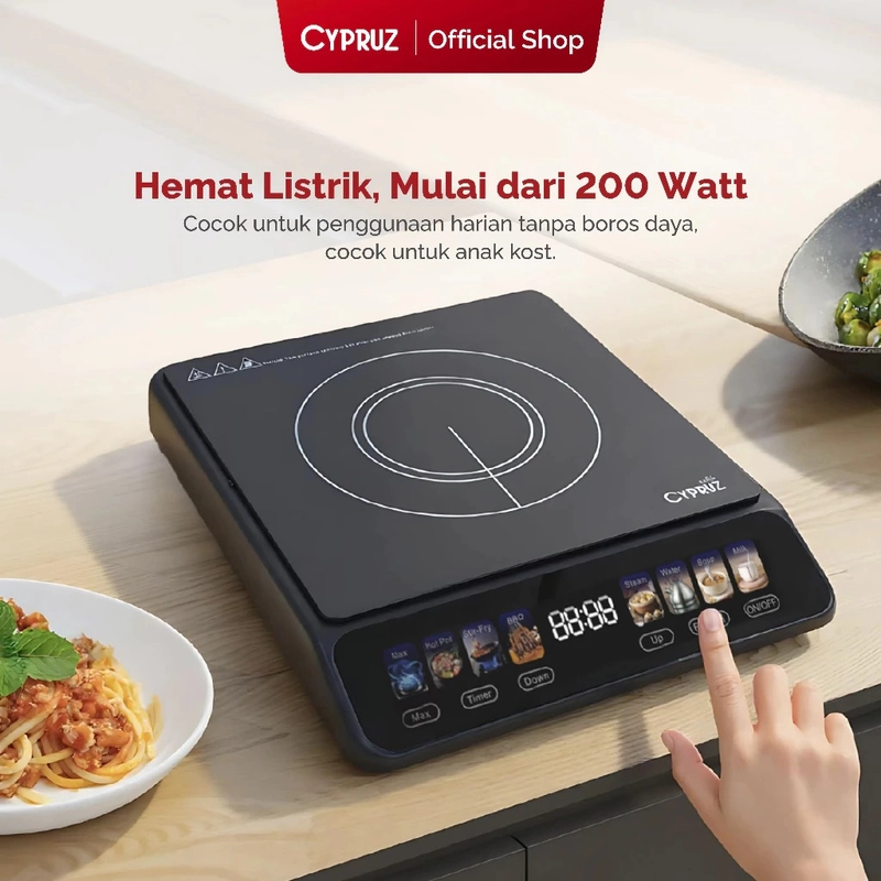 Product image Cypruz Official - Cypruz Kompor Listrik Induksi Digital Low Watt Portable Induction Overheat Protection KL-0075 XL HITAM