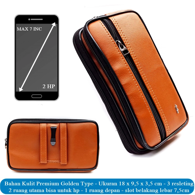 Product image Lanc Fashion - Dompet Sleep 3Ruang Leather Hp Pinggang Pria Lacro Big Size New Warna Cokelat