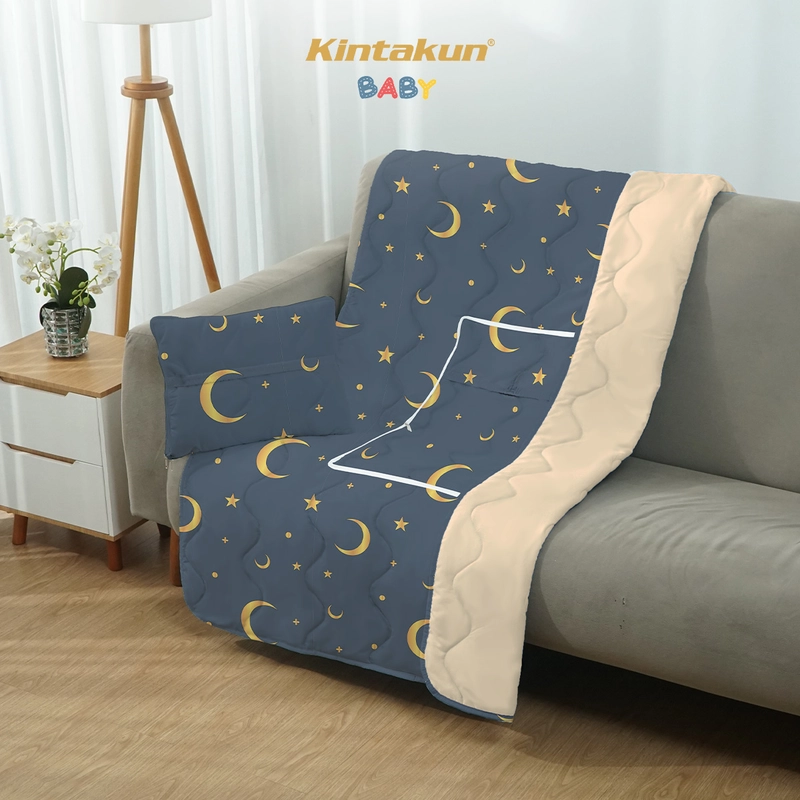 Product image Kintakun Baby - Bantal Selimut / Balmut Mini Anak Selimut Travel Lembut Blanket Gold Multifungsi 2in 100x150 cm Midnight