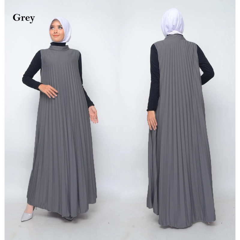 Product image MEQA DAILY - MEGA DAILY - Inner Dress Plisket Lengan Buntung Gless Mayung All Size Abu