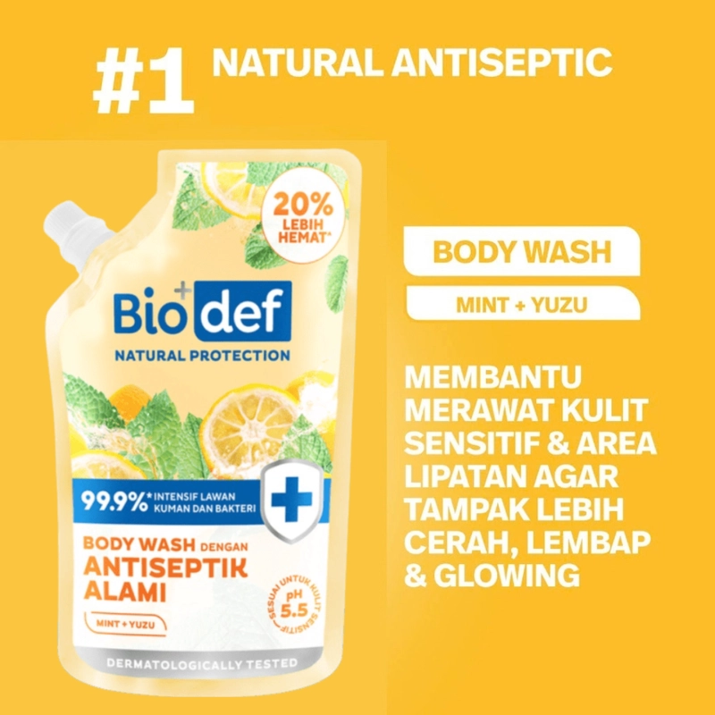 Product image SUPLAI SHOP - Sabun Mandi Cair Biodef Natural Protection Body Wash Pouch 400 ml Mint Yuzu