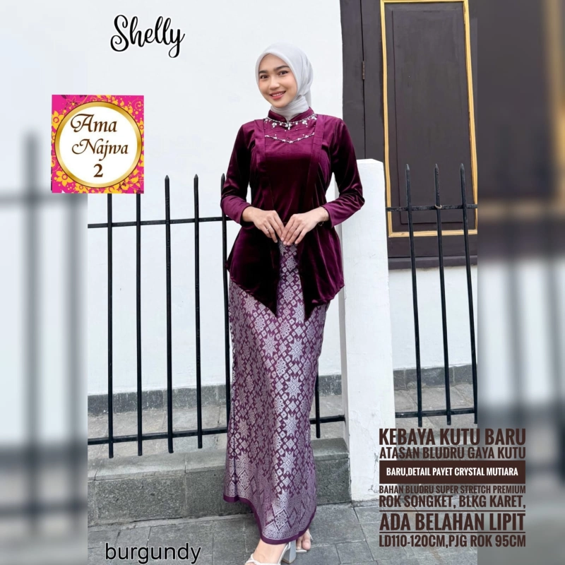 Product image Griya Busanaku Solo - Shelly set kebaya kutu baru wanita dewasa All size Burgundy