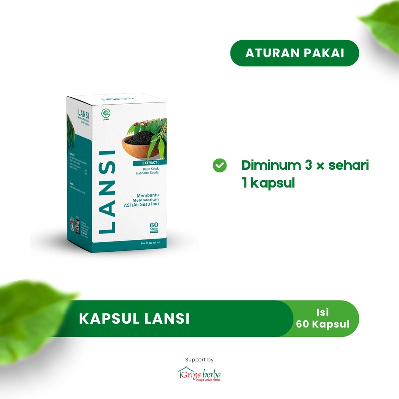 Product image Griya Herba - Lansi Obat Herbal Membantu Melancarkan ASI Booster Halal BPOM 60 Kapsul Original