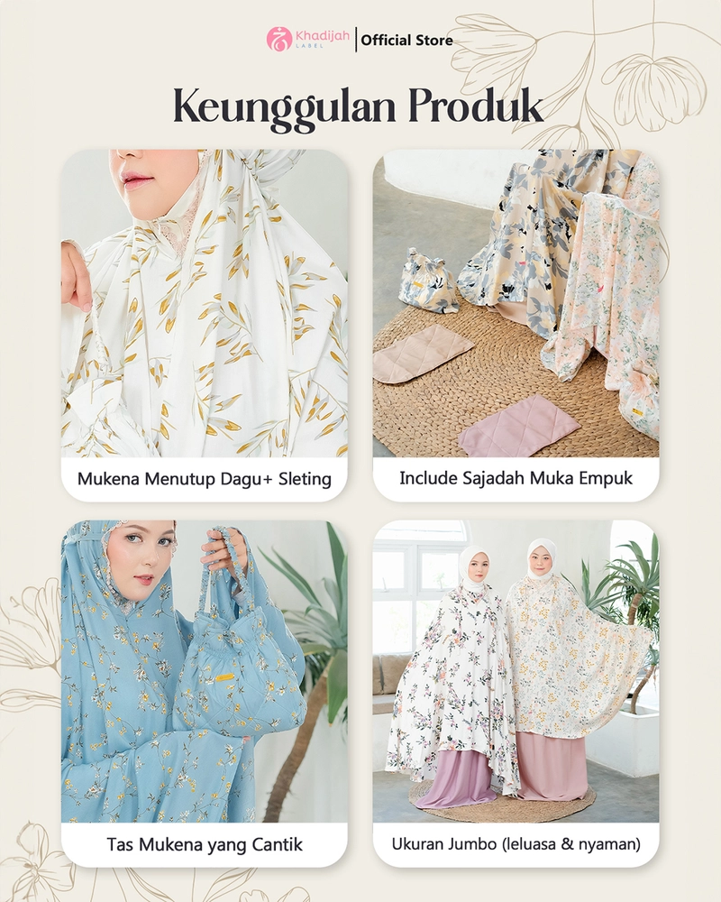 Product image KhadijahLabel - Mukena Dewasa Rayon Jumbo Fatimah Mukena Set Sajadah Terbaru Jumbo Black Sakura