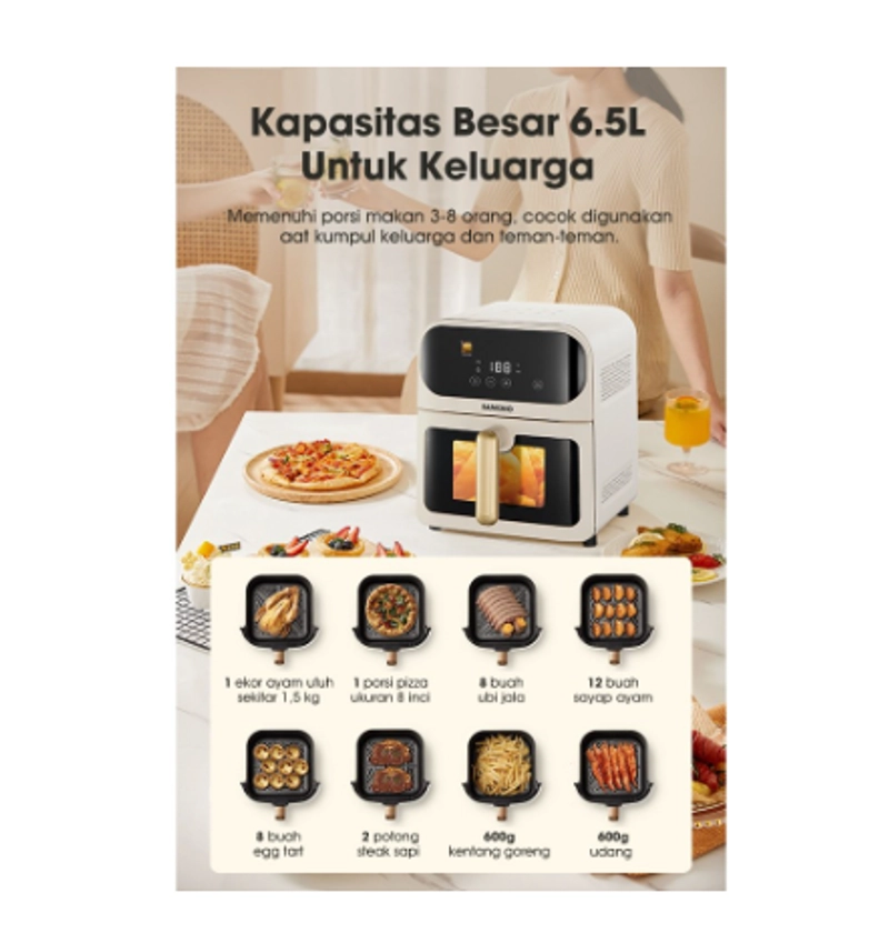Product image UTAMAMEGA - Air Fryer Samono SW-AFW65 Digital Touchscreen Transparan Low Watt Type SW-AFW65