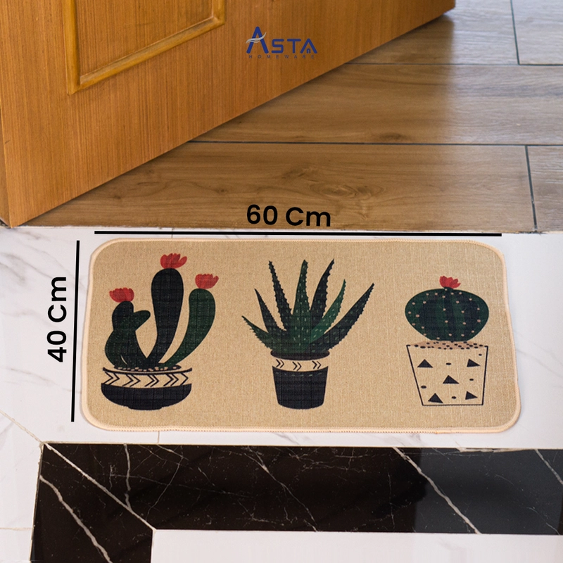 Product image Asta Keset Kaki Anti Slip Serap Air Poylester Rubber Tebal 40 x 60 cm Motif Kaktus
