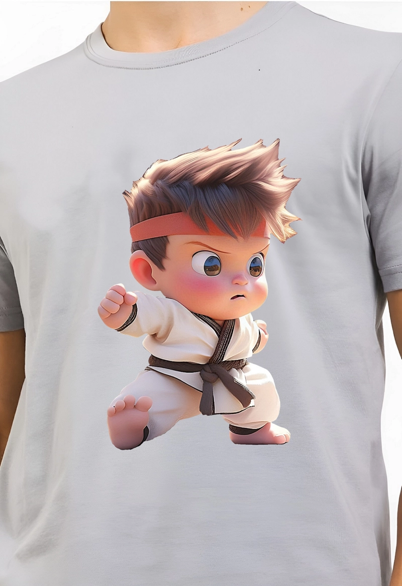 Product image astro - Kaos Pria Gambar 3Dimensi Karate Kids M ABU