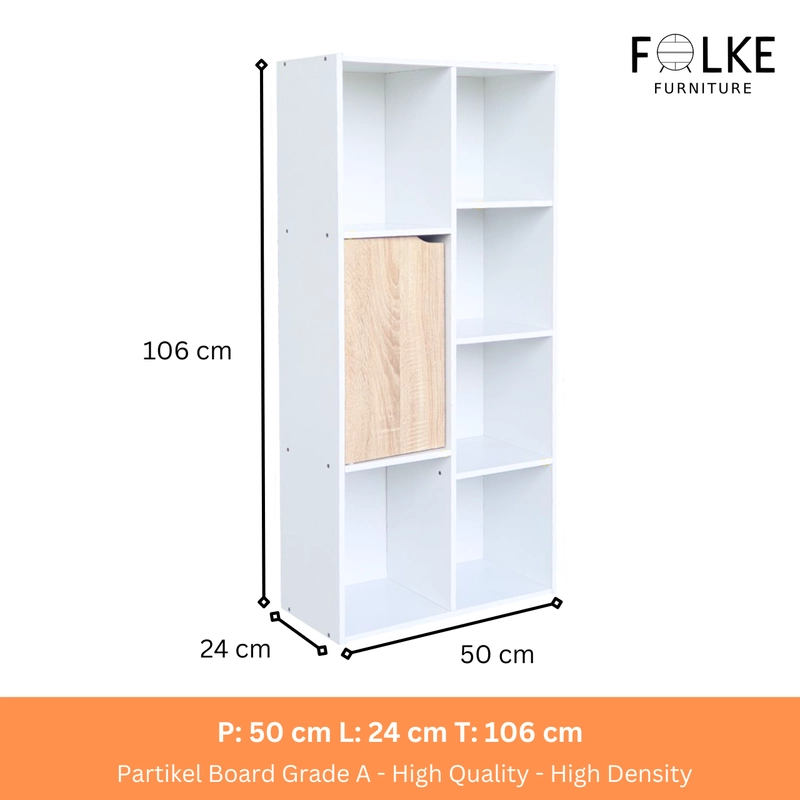 Product image Stella Lemari Buku Kayu Rak Buku 7 Susun Serbaguna RSG 7 Pintu Minimalis 15000g Non Pintu Sonoma