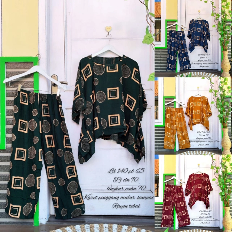Product image One Set Waka Ektu Premium Bahan Rayon Tebal Allsize Mustard