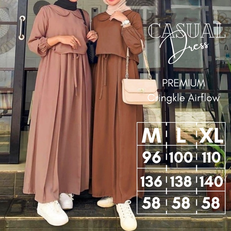 Jembar - Casual Dress Gamis Remaja Aestetic Premium Airflow M Milo