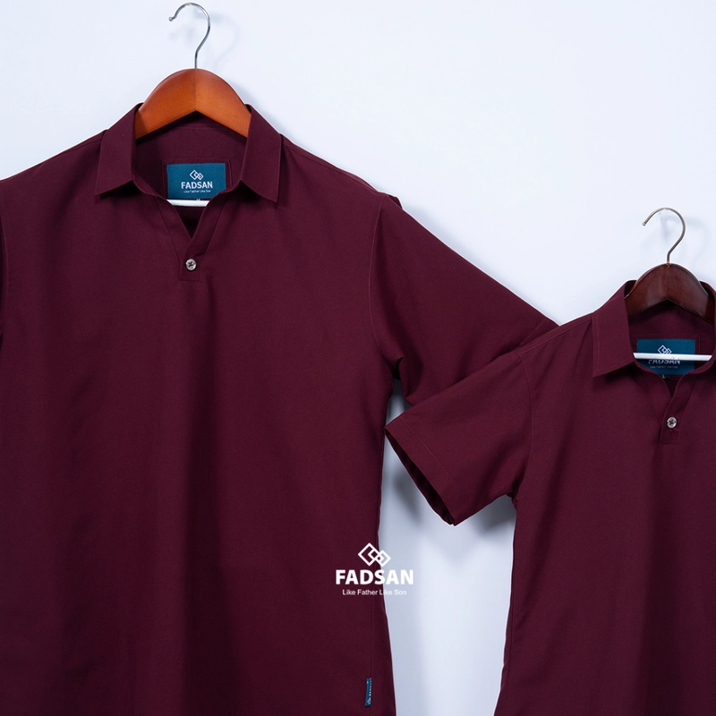 Product image FADSAN - Kemeja Couple Ayah dan Anak Lengan Pendek Formal Casual Warna Wine Maroon - Palta Series SIZE ANAK XS WINE MAROON