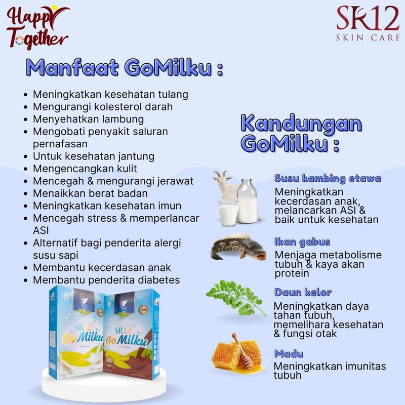 Product image Go Milku SR12 Susu Kambing Etawa Gomilku Original Melancarkan Asi Menyehatkan Jantung 200 gr Original