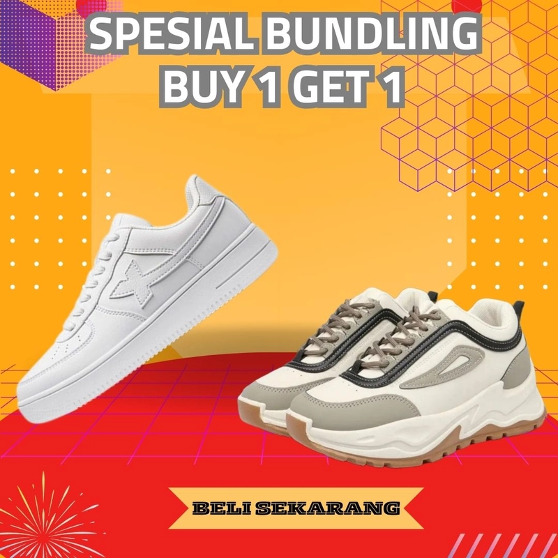 Product image Koekita - Paket Bundling Buy 1 Get 1 Sepatu Kets Sneakers Wanita BY-05 & KP-01 36 PUTIH & CREAM