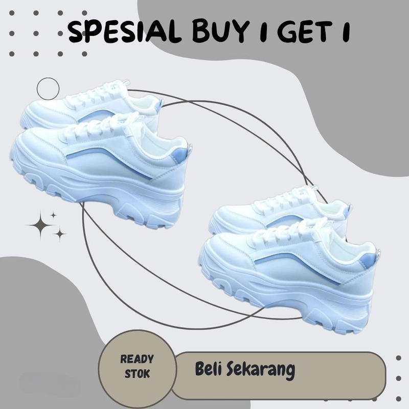 Product image LUXIA - Spesial Buy 1 Get 1 Sepatu Kets Sneakers Casual Fashion Wanita Series GM-22 36 PUTIH BIRU